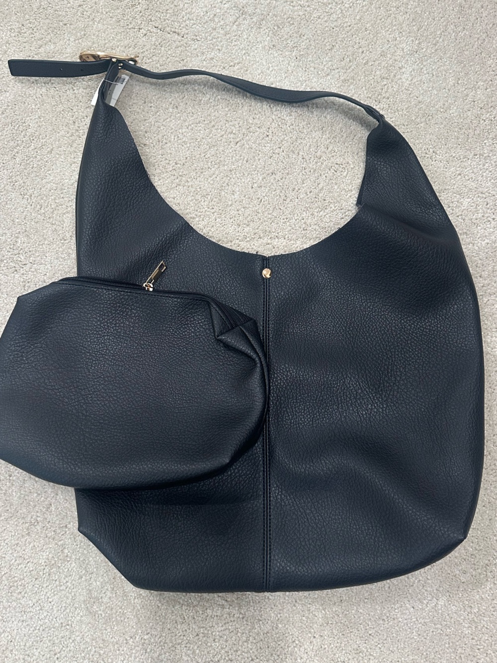 Anthropologie Love Knot Buckle Edition Black Women's Shoulder Bag with Zip Pouch